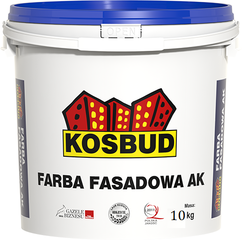 Фасадна фарба KOSBUD акрилова, база, відро 10 кг Польські фасади